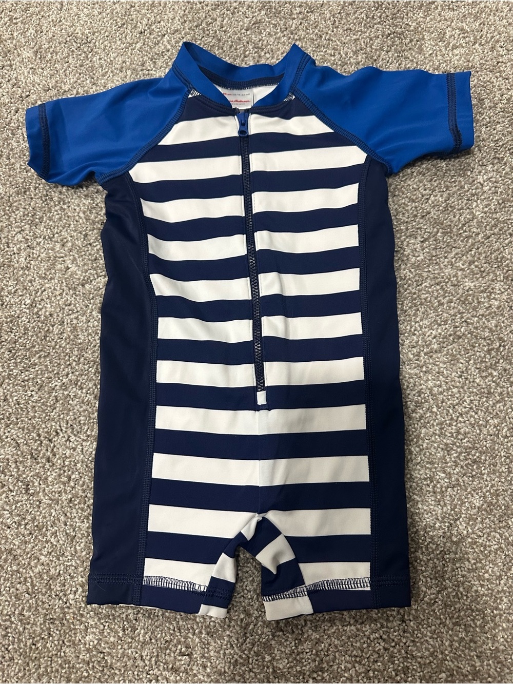 Hanna Andersson Boys Swimsuit Size 80 cm 18-24 months Blue White Striped